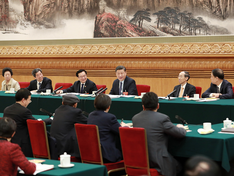 2019年3月8日，習(xí)近平總書記參加十三屆全國人大二次會議河南代表團(tuán)的審議。